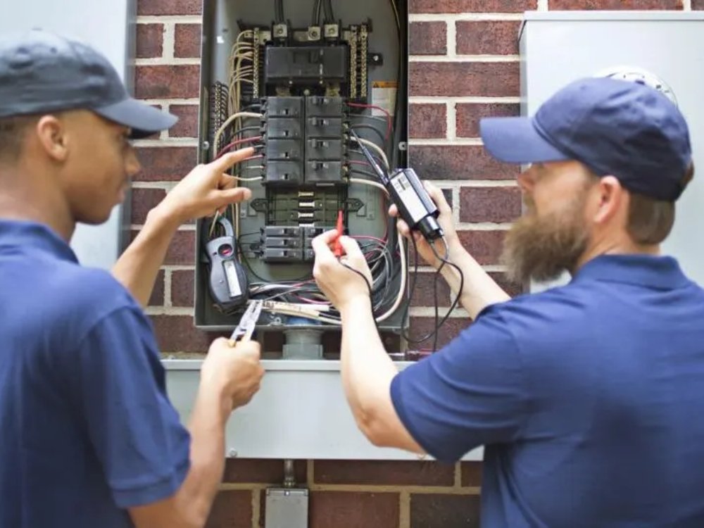Electrician working on wiring